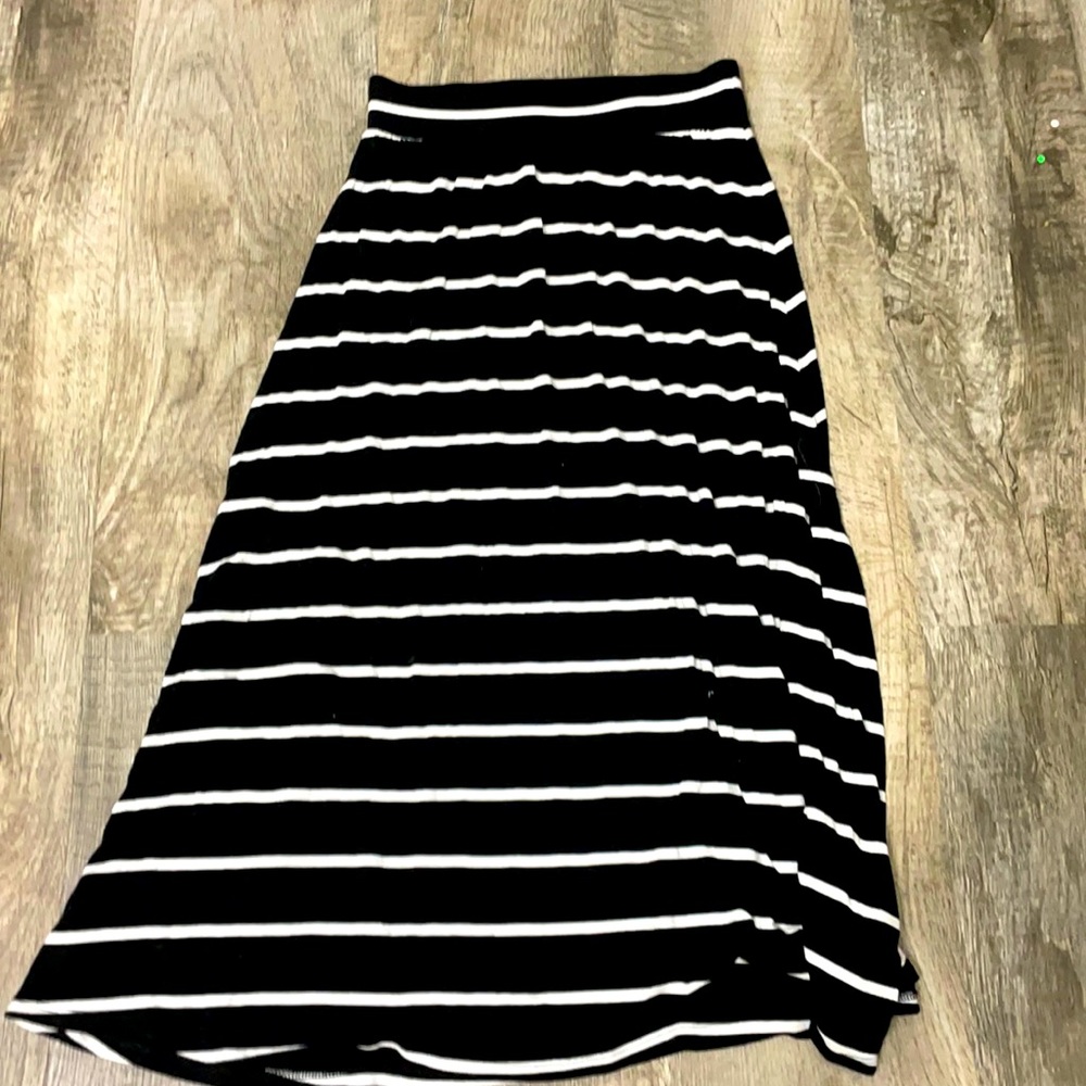 Black and white striped skirt